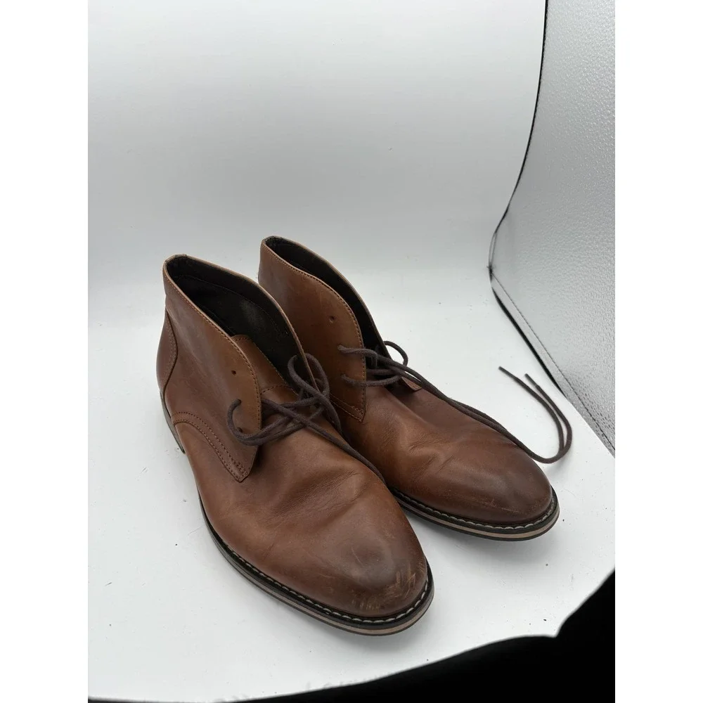 Brown Leather Chukka Dress Boots Mens Size 8‎ Ankle Lace Up Casual Work